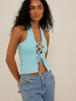 NA-KD Uitgaanstops Top Dames Hemelsblauw