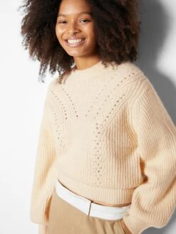 BERSHKA Fijngebreide Truien Trui Dames Ecru -Dameskleding Verkoop Winkel 0985766a29cec8c8df63ee766b3e6461