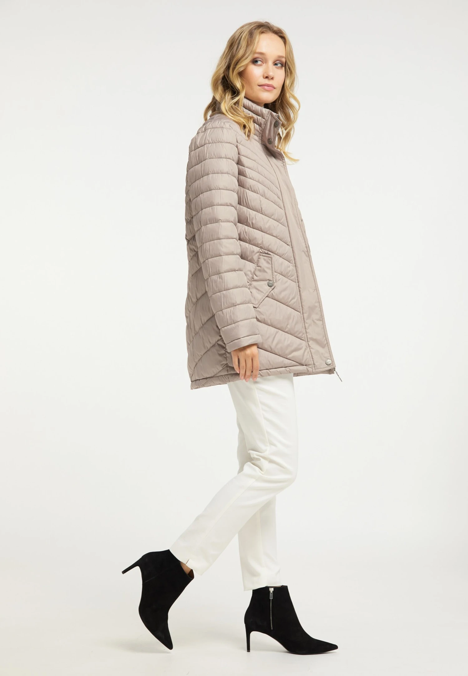 Korte Mantels Wintermantel Dames Greige 6 Korte Mantels Wintermantel Dames Greige - Afbeelding 4