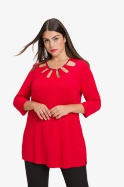 Ulla Popken Shirts Met 3/4 Mouw Shirt Dames Rood -Dameskleding Verkoop Winkel 1171814020ffb19e5b31a19e2126547a