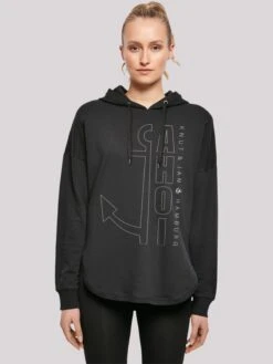 F4NT4STIC Hoodies Trui Ahoi Anker Outlines Knut & Jan Hamburg Dames Zwart -Dameskleding Verkoop Winkel 18ad717884e6790c5c361047bc7224d5