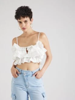 NLY By Nelly Spaghetti Tops Top Frill Dream Dames Wit -Dameskleding Verkoop Winkel 2a39580a5899b870d4898e2d5c38d4d9