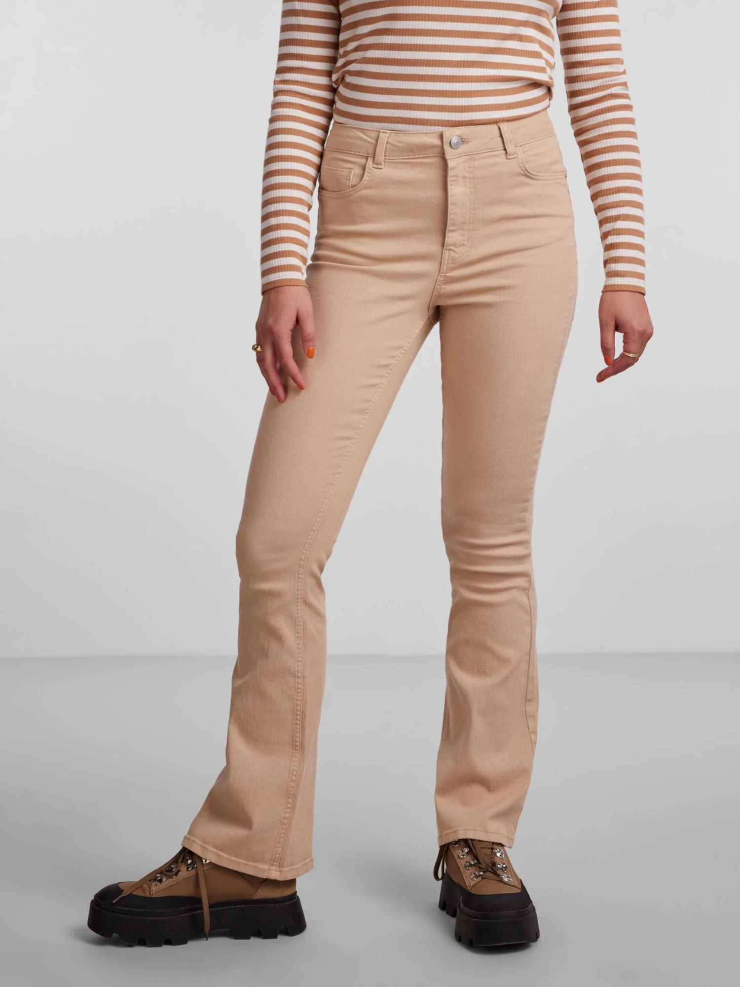 Pieces Bootcut Flared Jeans PEGGY Dames Donkerbeige 5 Pieces Bootcut Flared Jeans PEGGY Dames Donkerbeige - Afbeelding 3