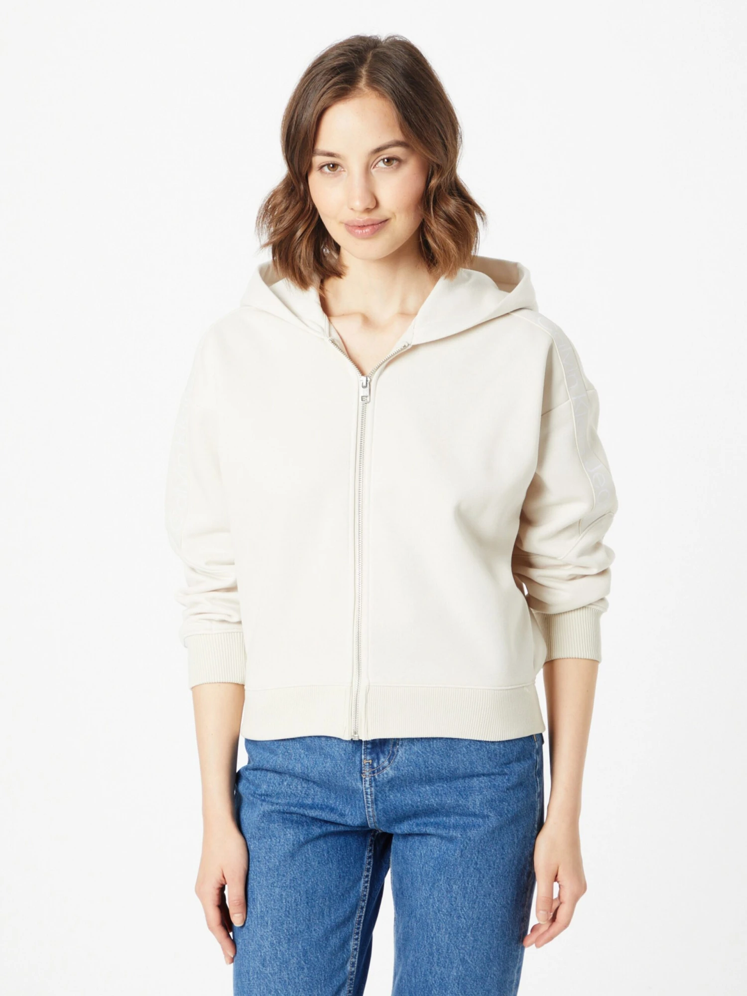 Calvin Klein Jeans Sweatvesten Sweatvest Dames Crème 5 Calvin Klein Jeans Sweatvesten Sweatvest Dames Crème - Afbeelding 3