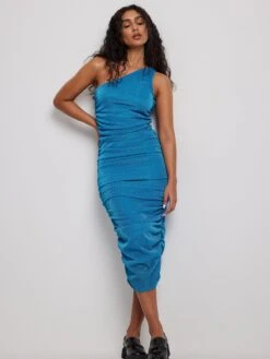 NA-KD Midi Jurken Jurk Dames Hemelsblauw