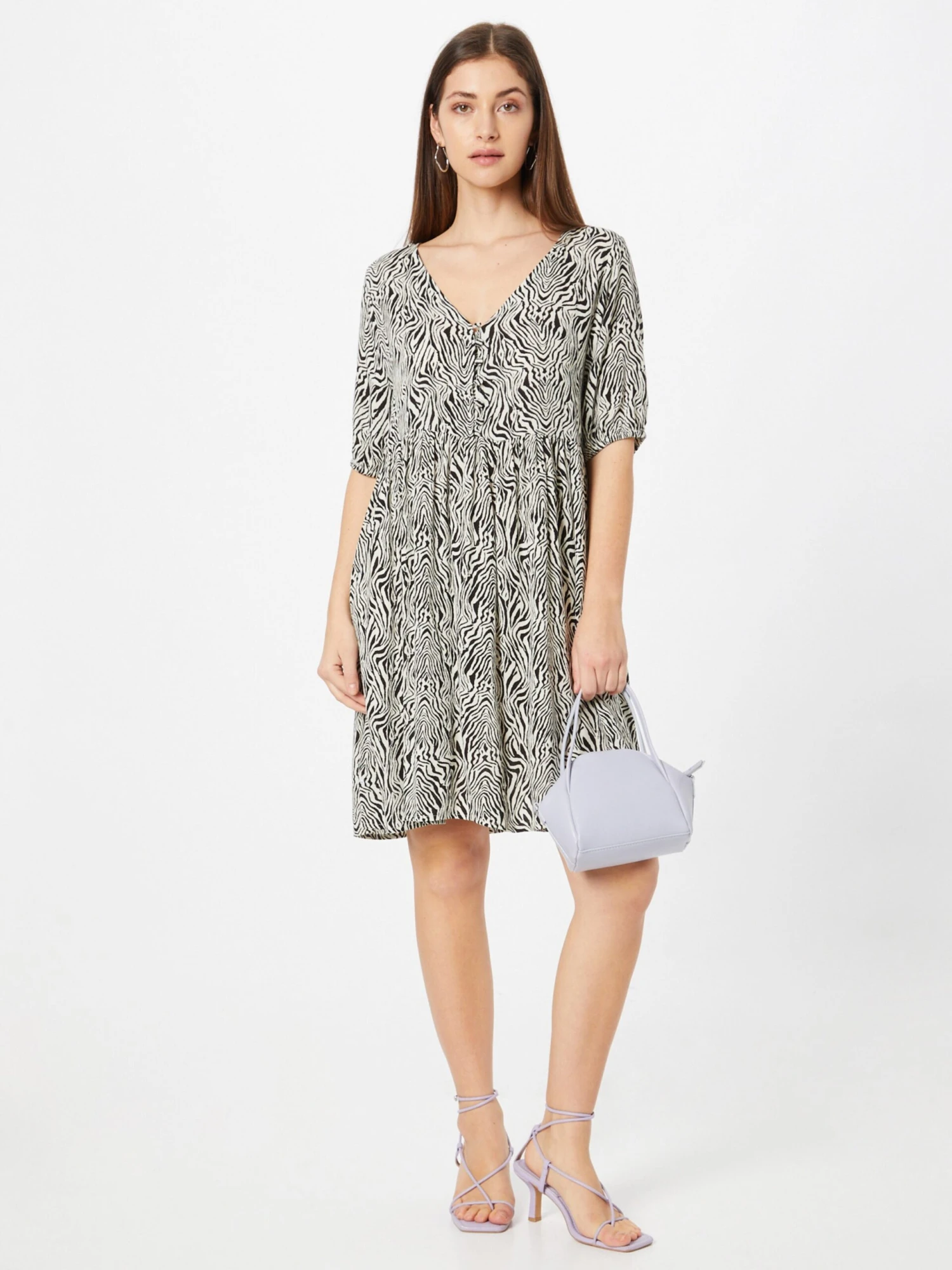 ICHI Mini Jurken Jurk Dames Zwart / Wit 6 ICHI Mini Jurken Jurk Dames Zwart / Wit - Afbeelding 4