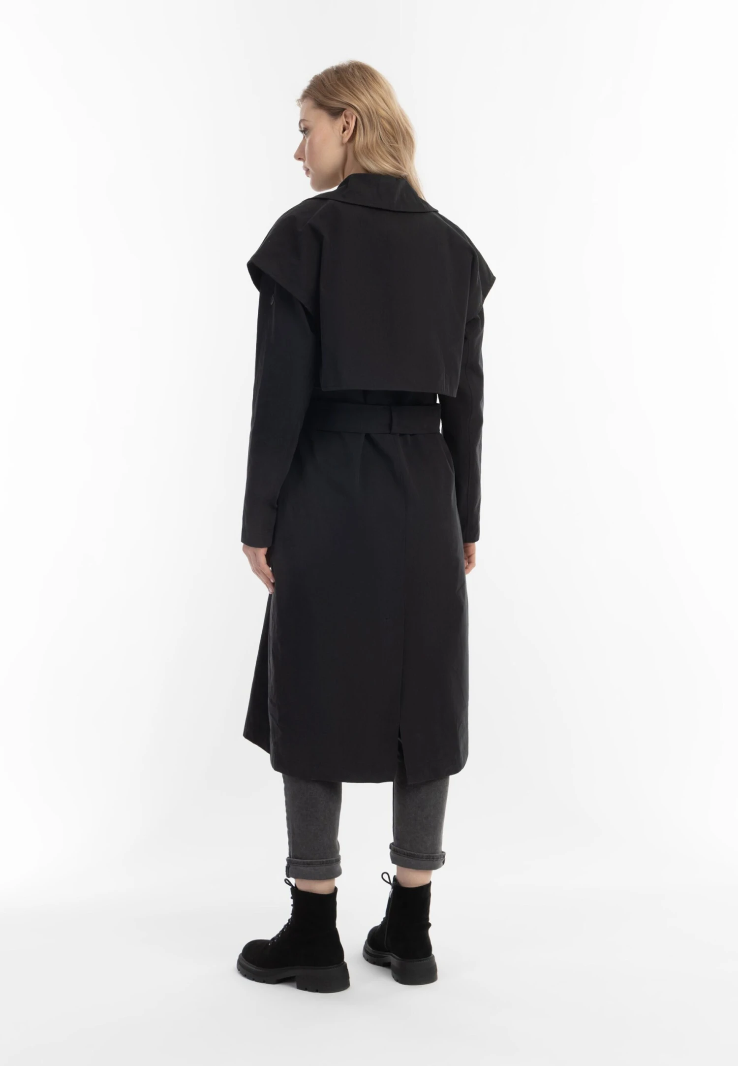 DreiMaster Vintage Trenchcoats Tussenmantel Dames Zwart 6 DreiMaster Vintage Trenchcoats Tussenmantel Dames Zwart - Afbeelding 4