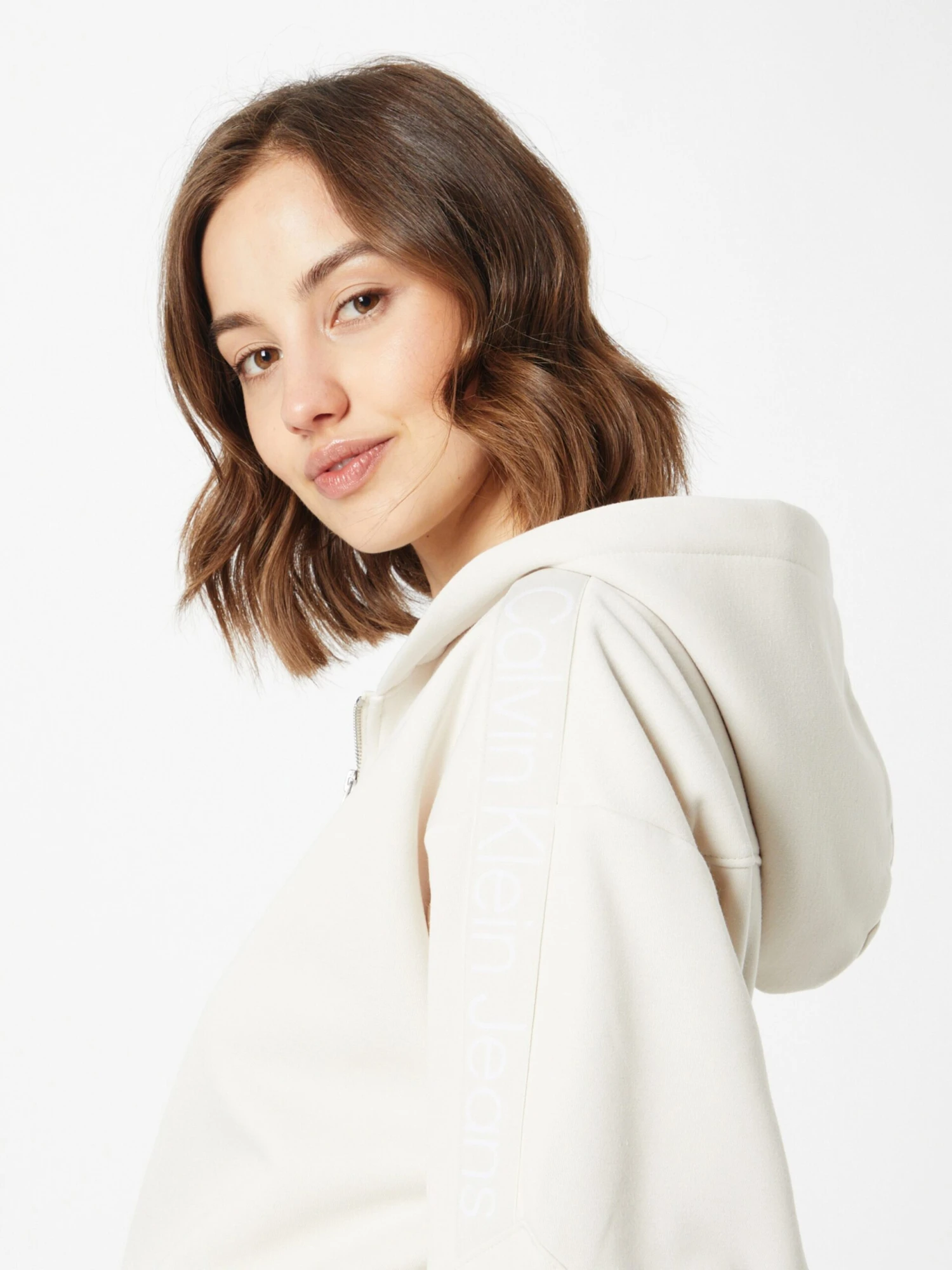 Calvin Klein Jeans Sweatvesten Sweatvest Dames Crème 4 Calvin Klein Jeans Sweatvesten Sweatvest Dames Crème - Afbeelding 2