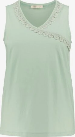 Ulla Popken Kanten Tops Top 795419 Dames Pastelgroen