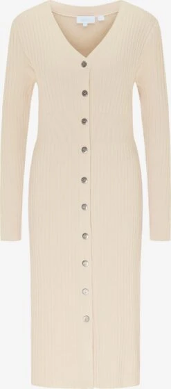 Gebreide Jurken Gebreide Jurk Dames Beige