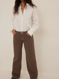 NA-KD Boyfriend Loosefit Jeans Dames Bruin