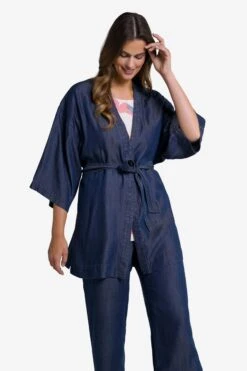 Ulla Popken Ponchos & Kimonos Kimono Dames Blauw -Dameskleding Verkoop Winkel 52f95b92e1a9ce3abd031f2b222743f9