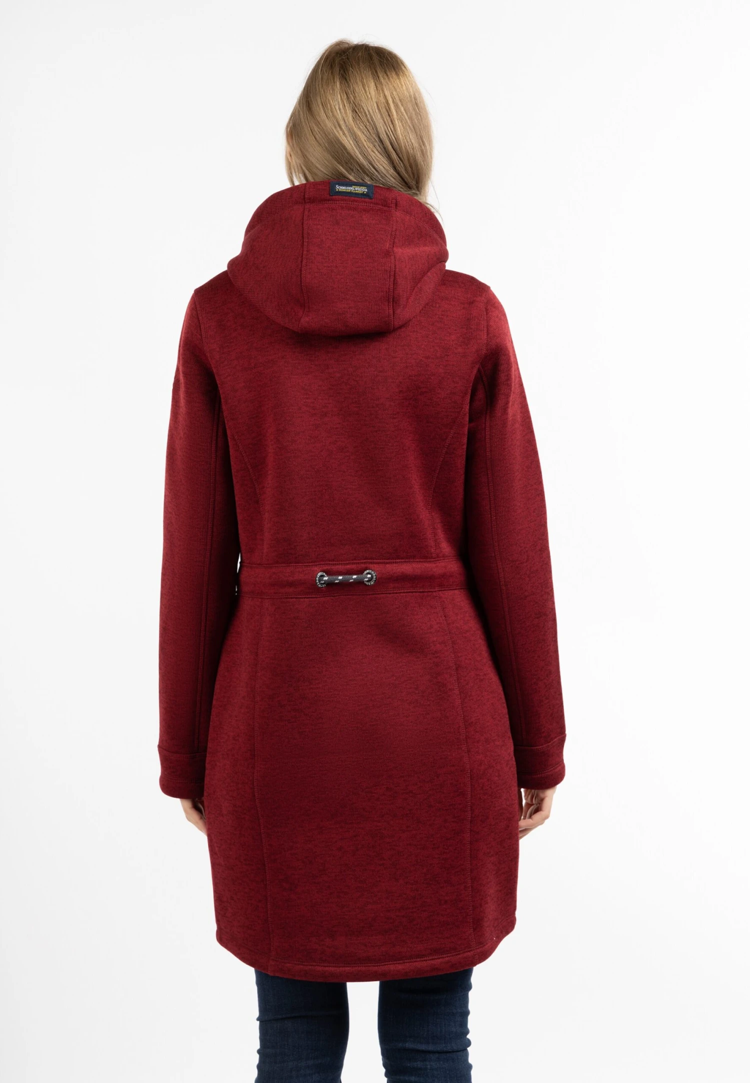 Schmuddelwedda Lange Vesten Gebreide Mantel Dames Donkerrood 5 Schmuddelwedda Lange Vesten Gebreide Mantel Dames Donkerrood - Afbeelding 3