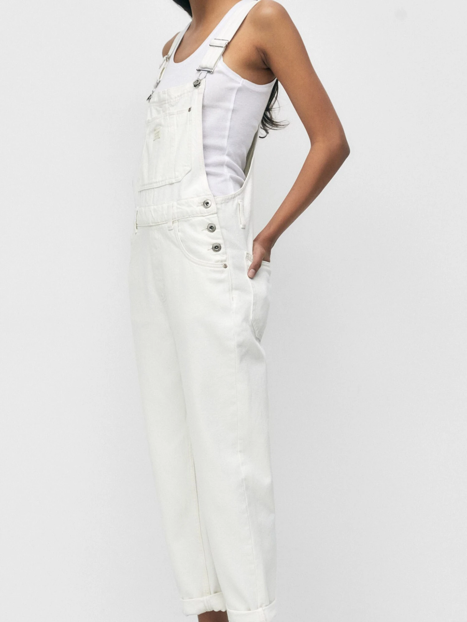 PULL & BEAR Tuinbroeken Regular Tuinbroek Jeans Dames Lichtgrijs 6 PULL & BEAR Tuinbroeken Regular Tuinbroek Jeans Dames Lichtgrijs - Afbeelding 4