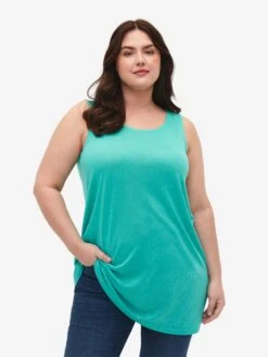 Zizzi Mouwloze Shirts Top MAMIA Dames Blauw -Dameskleding Verkoop Winkel 5d4b25317b0fc91fbdc5d40e7a9ee502