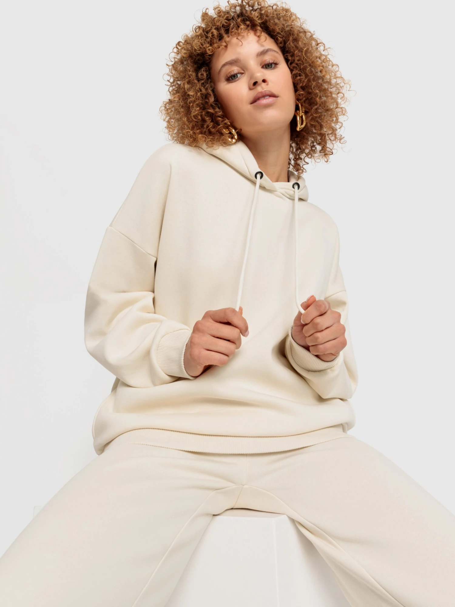 Hoodies Sweatshirt Dames Crème 4 Hoodies Sweatshirt Dames Crème - Afbeelding 2