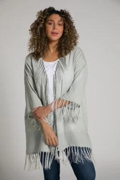 Ulla Popken Ponchos & Kimonos Kimono Dames Lichtgrijs -Dameskleding Verkoop Winkel 61f3cf31a7afcc0ad76f89a919462e11