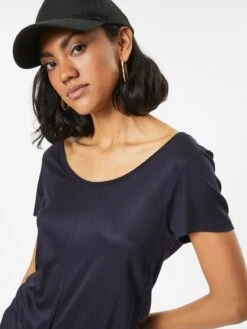 Comma T-shirts Shirt Dames Nachtblauw -Dameskleding Verkoop Winkel 63cac120888ceac5c9f68a2772464757
