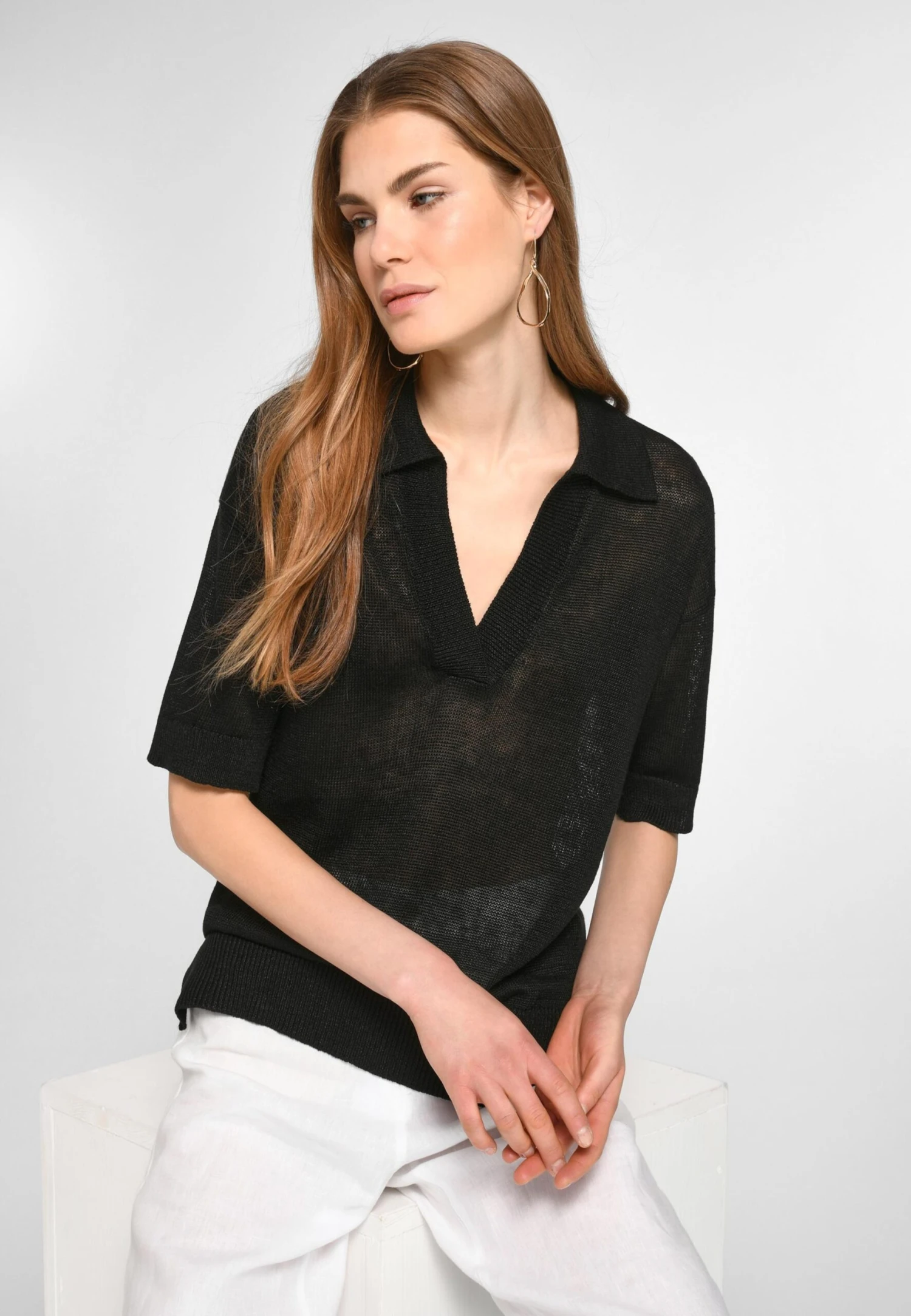 Fijngebreide Truien Trui Dames Zwart 4 Fijngebreide Truien Trui Dames Zwart - Afbeelding 2