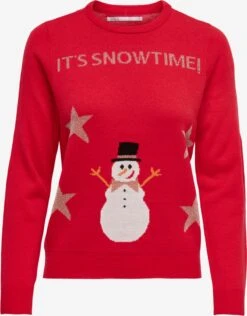 ONLY Fijngebreide Truien Trui XMAS HAPPY Dames Knalrood
