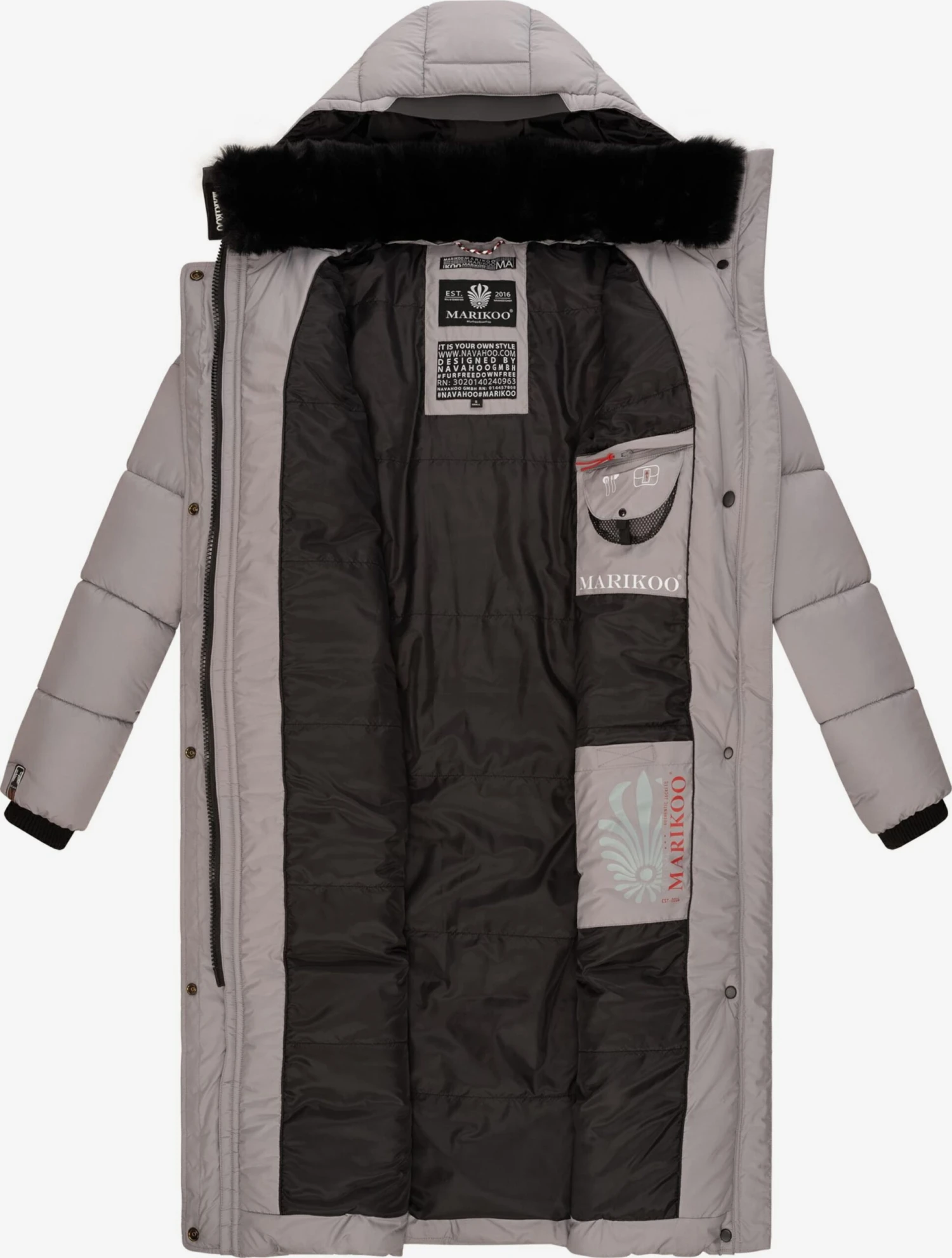 Marikoo Wintermantels Wintermantel Dames Grijs 8 Marikoo Wintermantels Wintermantel Dames Grijs - Afbeelding 6