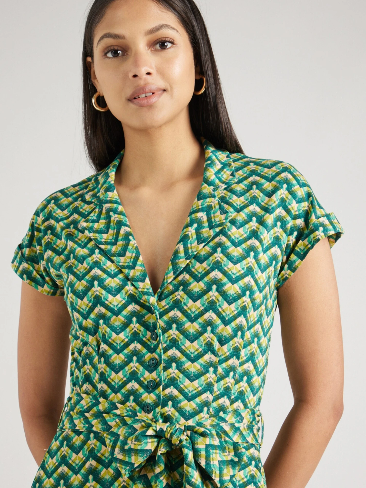 King Louie Mini Jurken Jurk Darcy Dames Olijfgroen / Petrol / Smaragd 4 King Louie Mini Jurken Jurk Darcy Dames Olijfgroen / Petrol / Smaragd - Afbeelding 2