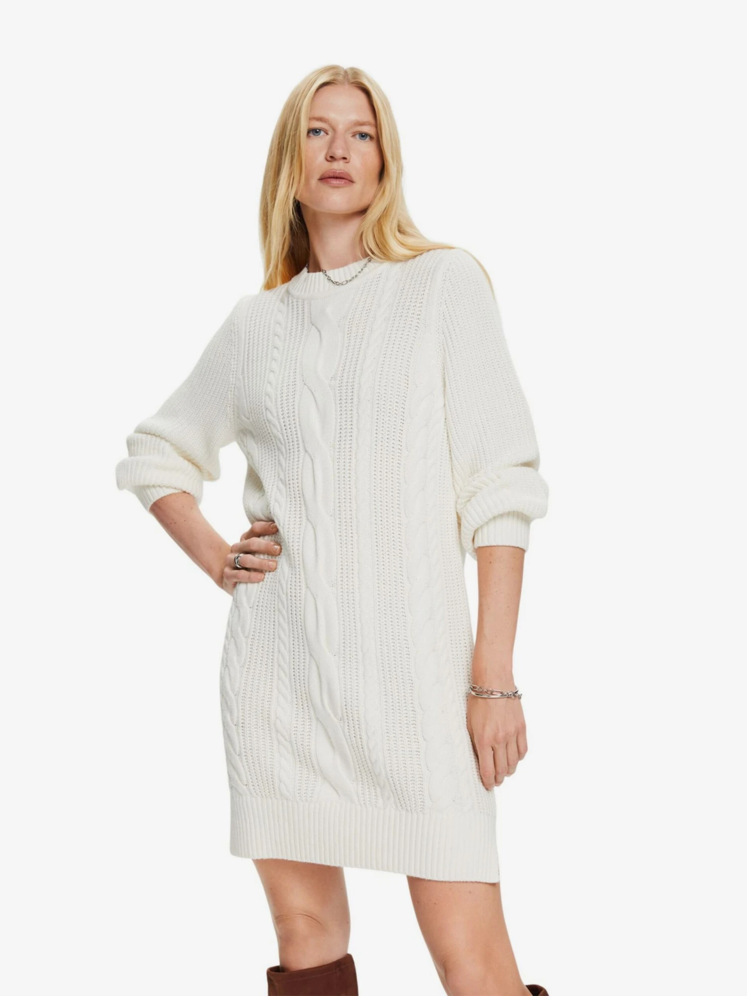 ESPRIT Gebreide Jurken Gebreide Jurk Dames Wit 4 ESPRIT Gebreide Jurken Gebreide Jurk Dames Wit - Afbeelding 2