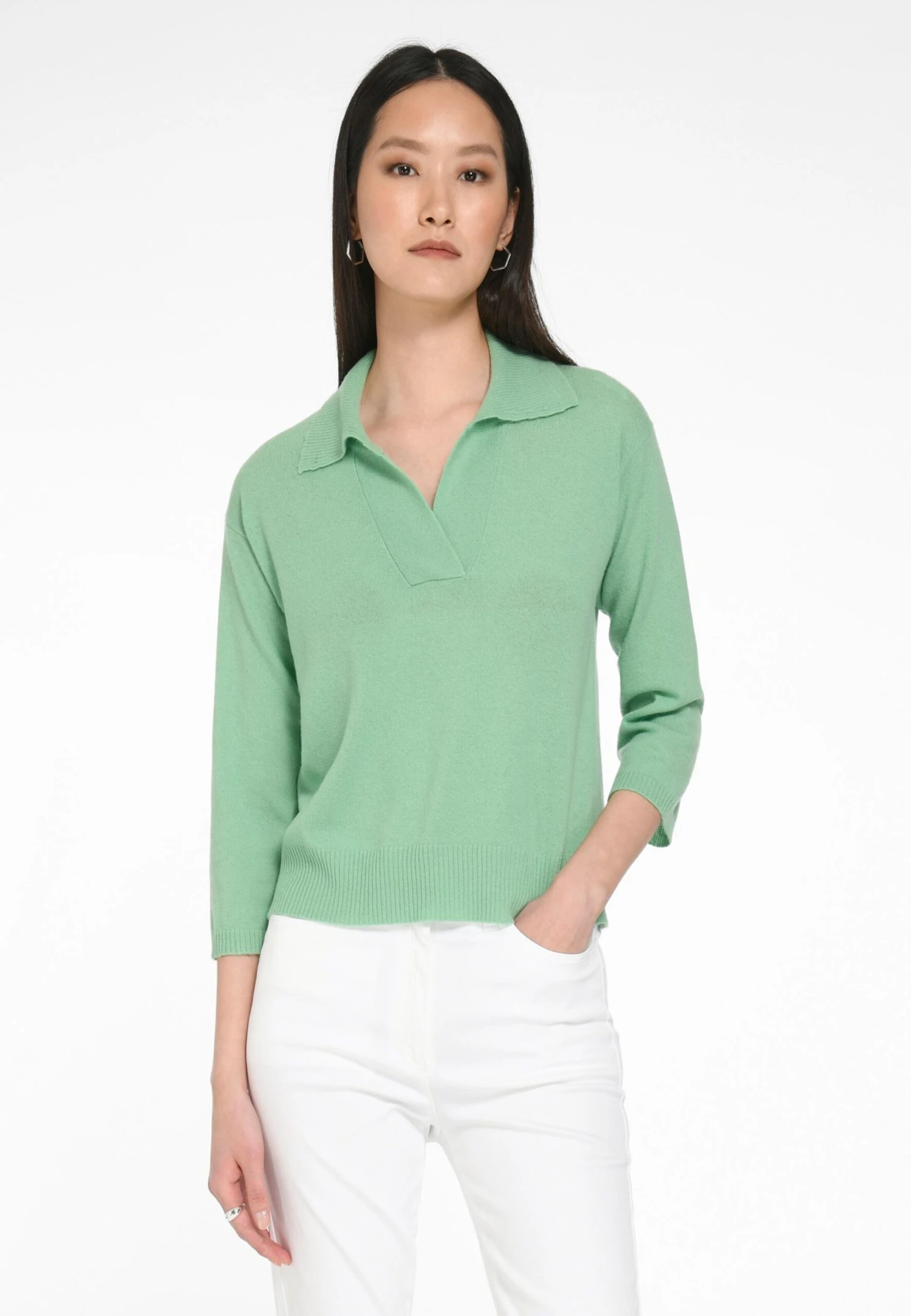 Fijngebreide Truien Trui Dames Groen 4 Fijngebreide Truien Trui Dames Groen - Afbeelding 2