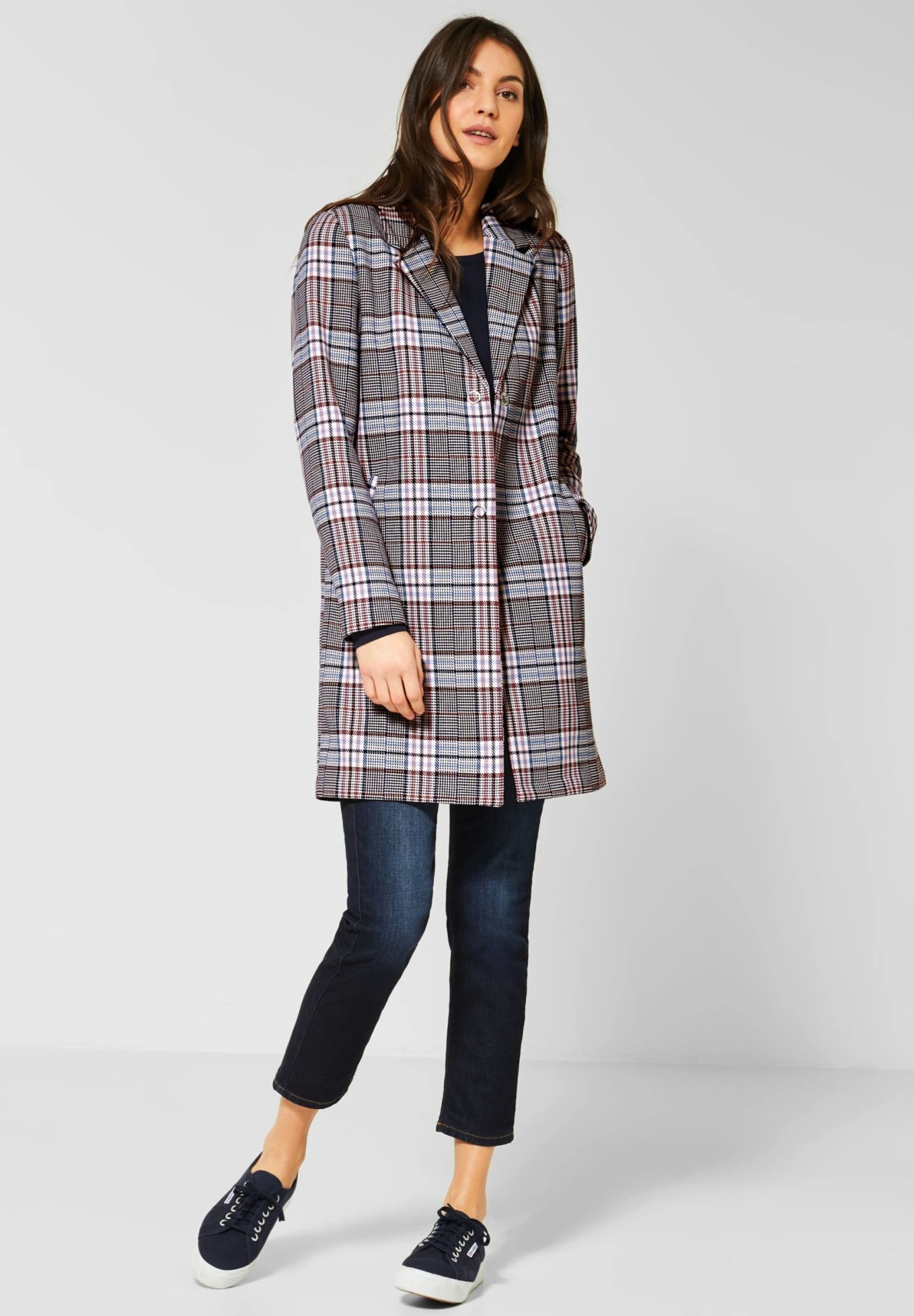 STREET ONE Korte Mantels Tussenmantel Dames Donkerblauw / Gemengde Kleuren 6 STREET ONE Korte Mantels Tussenmantel Dames Donkerblauw / Gemengde Kleuren - Afbeelding 4