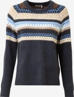 Fransa Fijngebreide Truien Trui Dames Nachtblauw / Lichtblauw