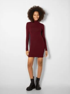 BERSHKA Jerseyjurken Jurk Dames Bourgogne -Dameskleding Verkoop Winkel 9c98d0b5cd331f78c37355a9655effed