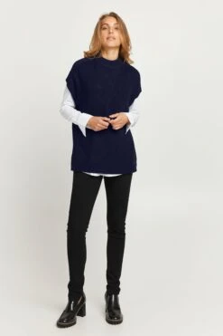 Fransa Lange Truien Trui FRERETTA Dames Blauw -Dameskleding Verkoop Winkel a37857a7a40d696afbfd49723dd1784e