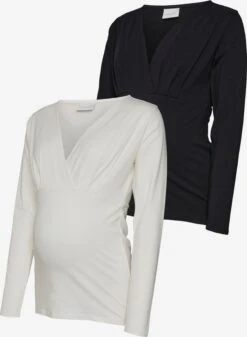 Mamalicious Longsleeves Shirt Emma Dames Zwart / Wit