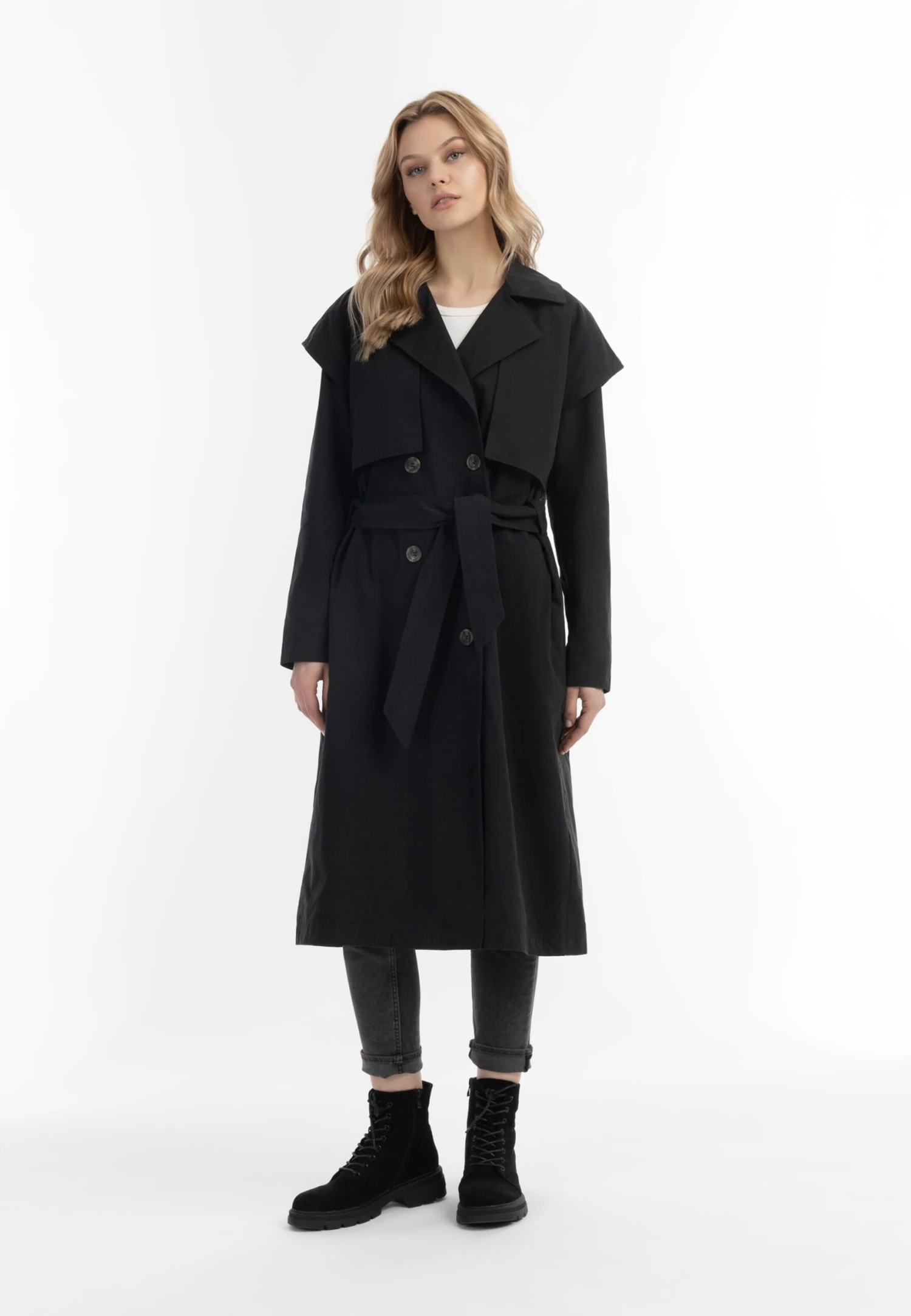 DreiMaster Vintage Trenchcoats Tussenmantel Dames Zwart 5 DreiMaster Vintage Trenchcoats Tussenmantel Dames Zwart - Afbeelding 3