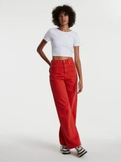 EDITED Wide Leg Wide Leg Jeans Avery Dames Rood -Dameskleding Verkoop Winkel ae21b74d4a4cf61dc56fa677cb4c2665