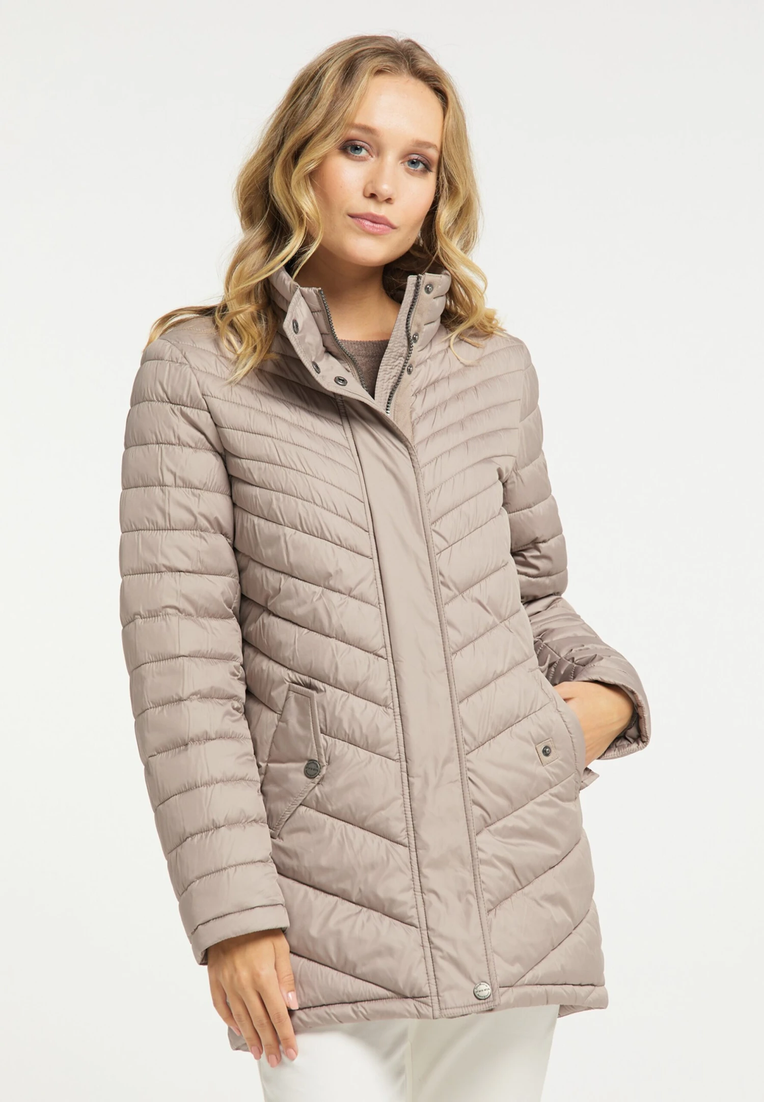 Korte Mantels Wintermantel Dames Greige 4 Korte Mantels Wintermantel Dames Greige - Afbeelding 2