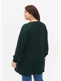 Zizzi Longsleeves Shirt XFIKKA Dames Donkergroen -Dameskleding Verkoop Winkel b5da686d077bdb395a1ca5b69f077197