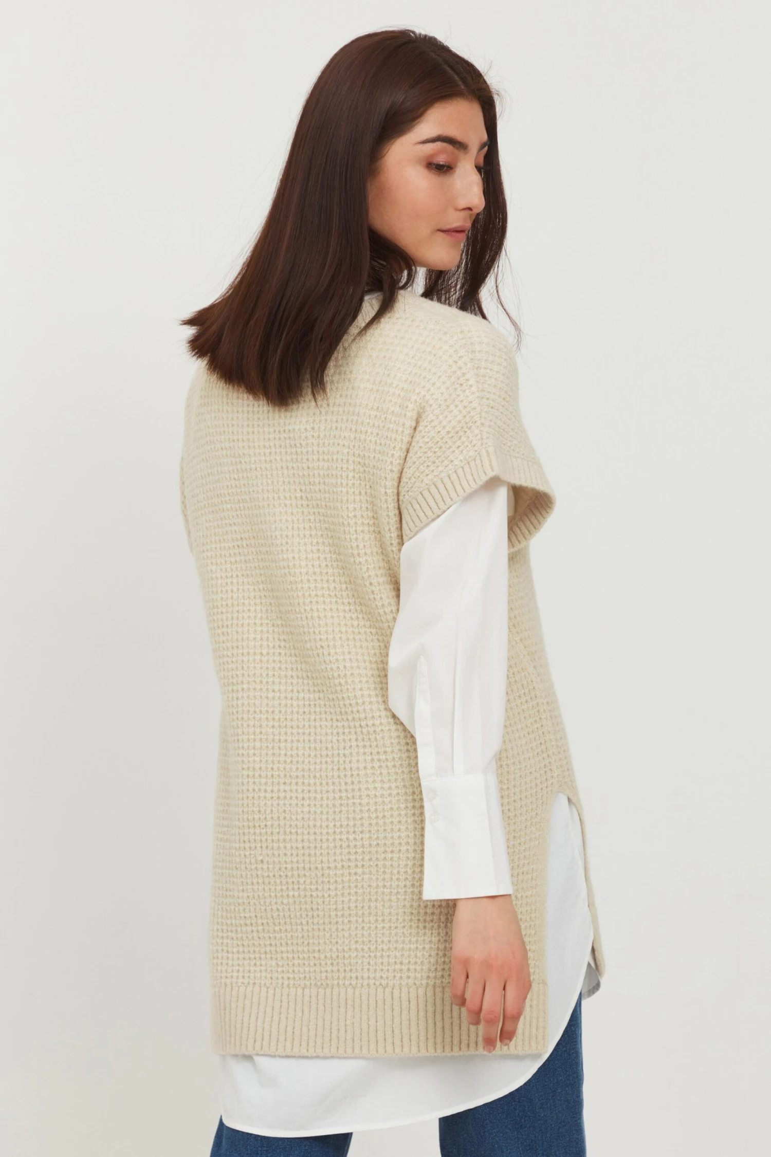 B.young Lange Truien Trui Dames Beige 6 B.young Lange Truien Trui Dames Beige - Afbeelding 4