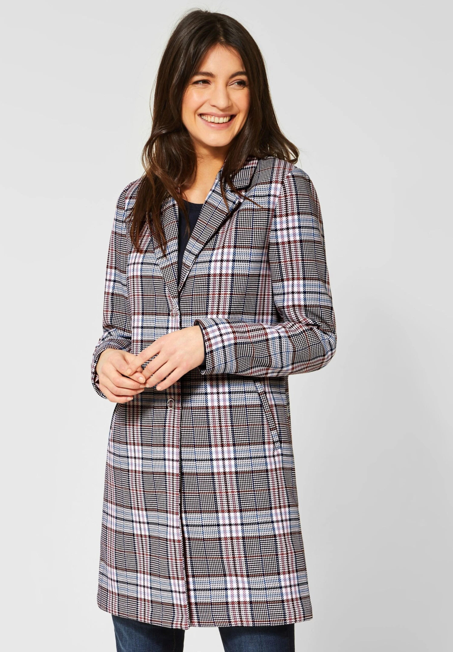 STREET ONE Korte Mantels Tussenmantel Dames Donkerblauw / Gemengde Kleuren 4 STREET ONE Korte Mantels Tussenmantel Dames Donkerblauw / Gemengde Kleuren - Afbeelding 2