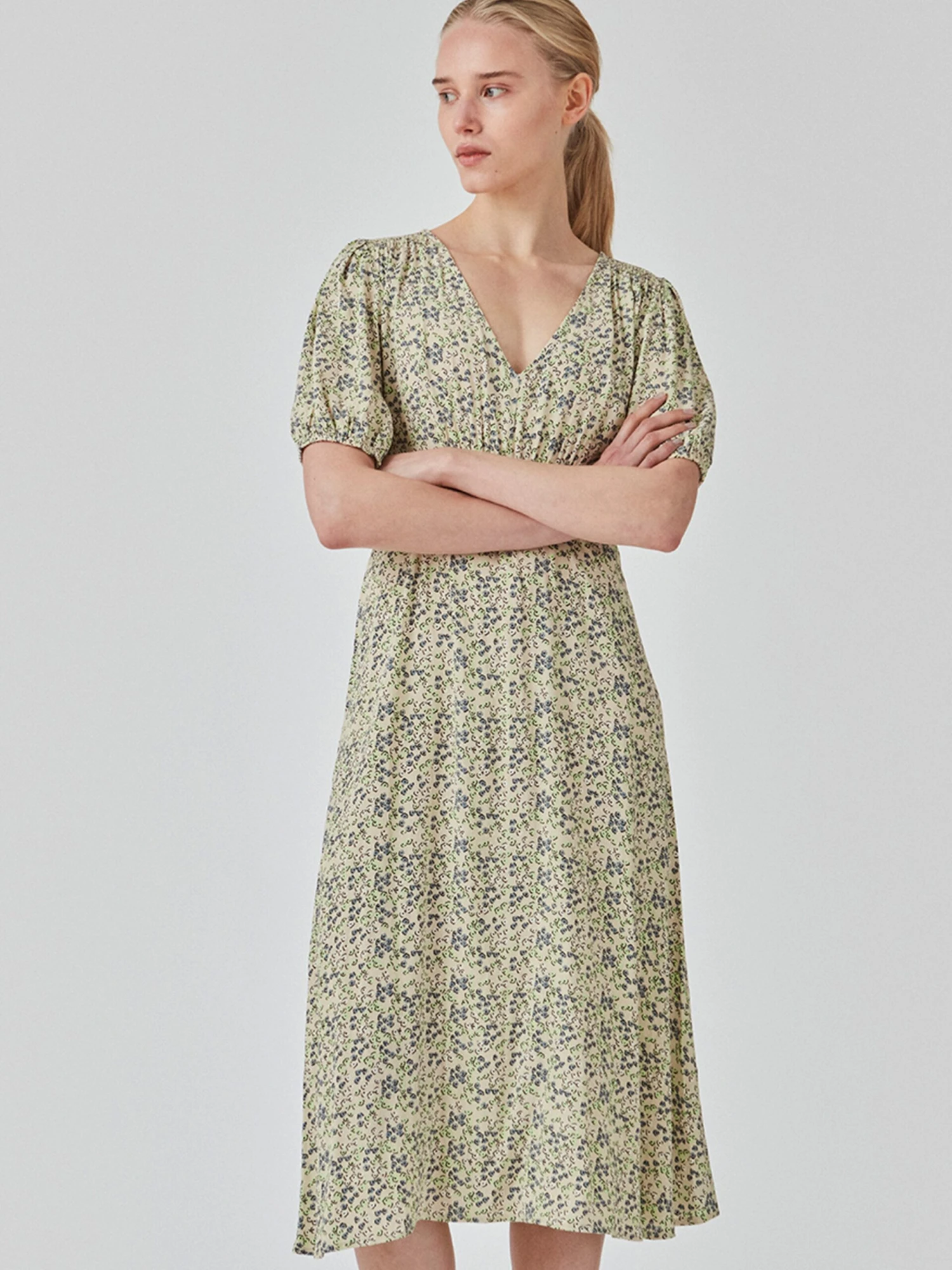 Modström Maxi Jurken Jurk Raven Dames Groen Gemêleerd 5 Modström Maxi Jurken Jurk Raven Dames Groen Gemêleerd - Afbeelding 3