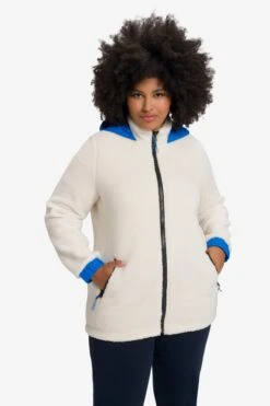 Ulla Popken Outdoor Jassen Fleece Jas Dames Wolwit -Dameskleding Verkoop Winkel c0186ccd8d5c8650404a7d3b622410f5
