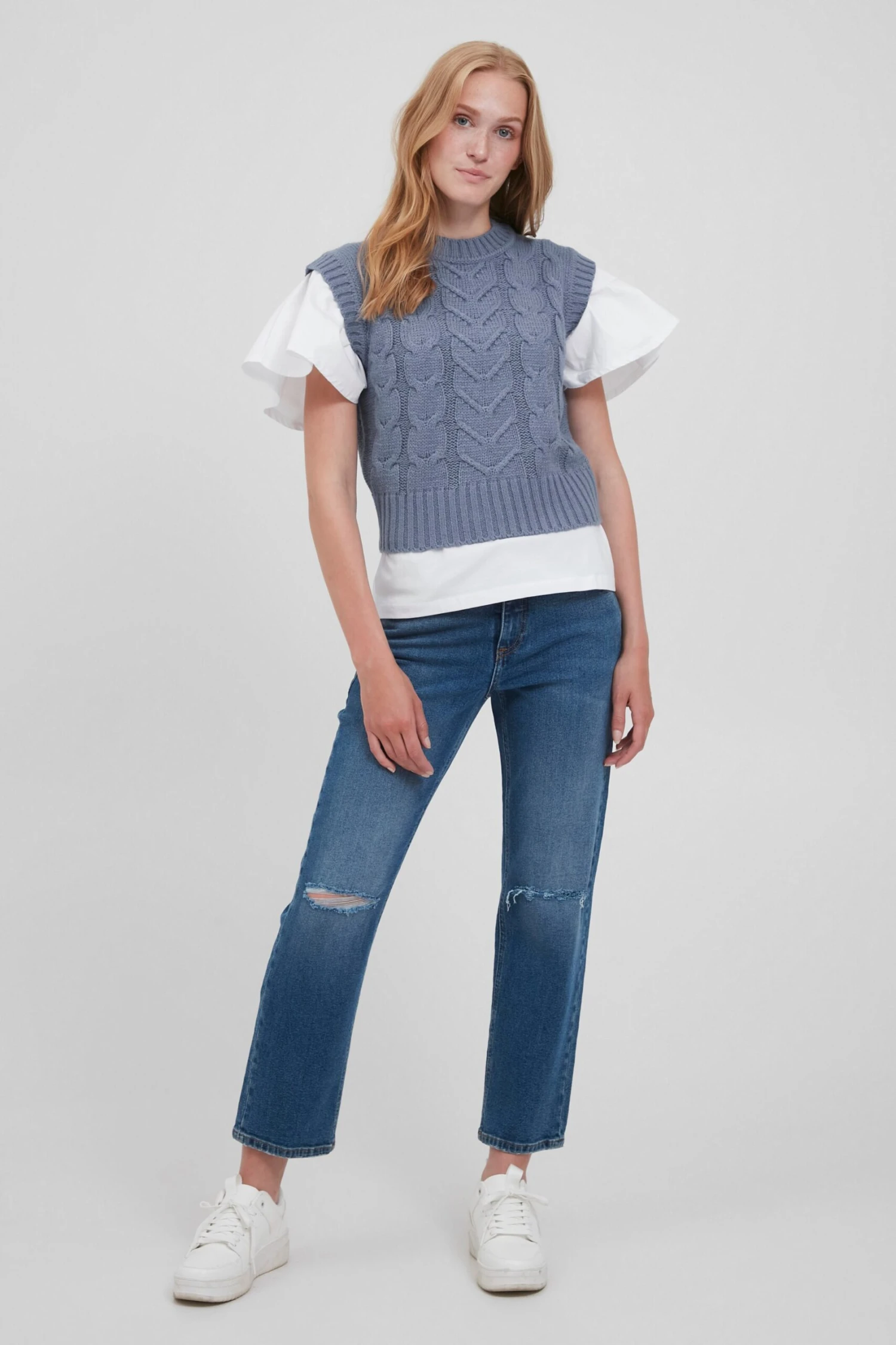 B.young Truien Zonder Mouwen Trui BYOTINKA SLIPOVER Dames Smoky Blue 5 B.young Truien Zonder Mouwen Trui BYOTINKA SLIPOVER Dames Smoky Blue - Afbeelding 3