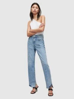 AllSaints Straight Regular Jeans KYM Dames Lichtblauw -Dameskleding Verkoop Winkel cd13948746f423cc90c96a74cd755608