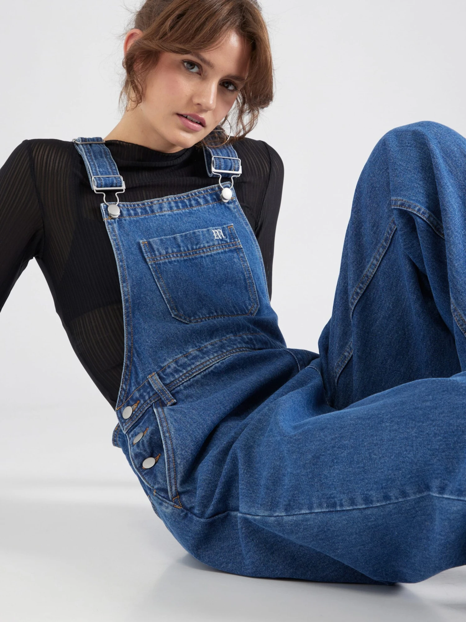 Tuinbroeken Wide Leg Tuinbroek Jeans Madlen Dames Blauw 4 Tuinbroeken Wide Leg Tuinbroek Jeans Madlen Dames Blauw - Afbeelding 2