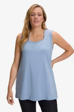 Ulla Popken Mouwloze Shirts Top Dames Smoky Blue -Dameskleding Verkoop Winkel d32b4156a82cdc81c6d5858df571df2f