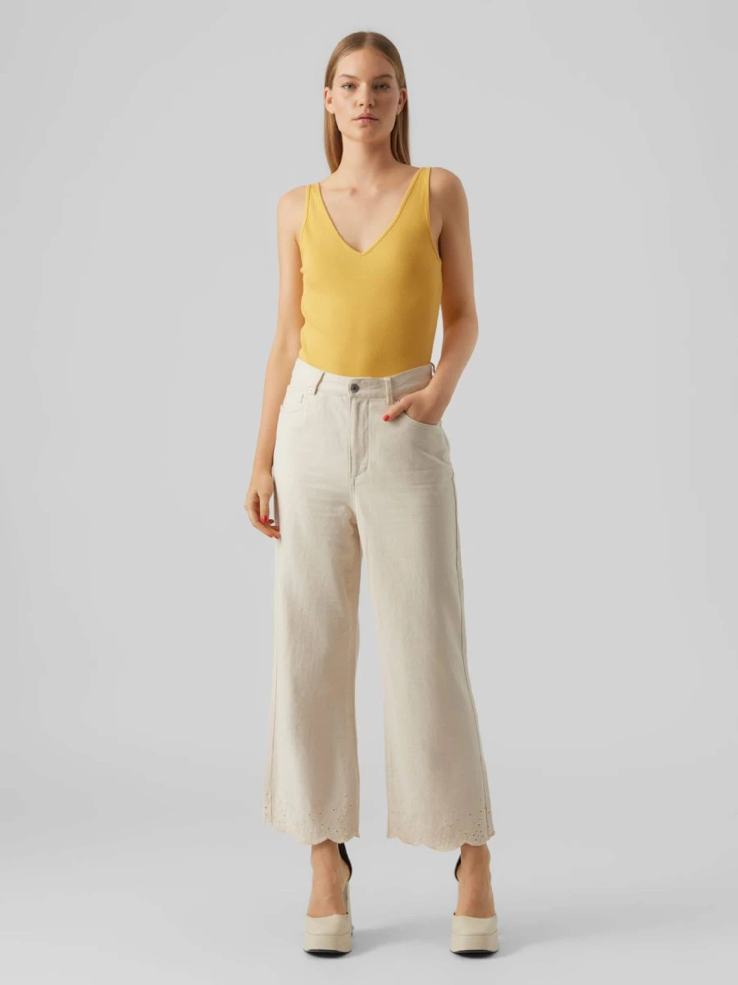 Vero Moda Wide Leg Wide Leg Jeans Dames Ivoor 6 Vero Moda Wide Leg Wide Leg Jeans Dames Ivoor - Afbeelding 4