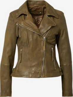 Freaky Nation Leren Jassen Tussenjas Dames Olijfgroen