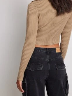 NA-KD Lange Truien Trui Dames Donkerbeige -Dameskleding Verkoop Winkel e16a48820c5734ef70ab06135705e82a