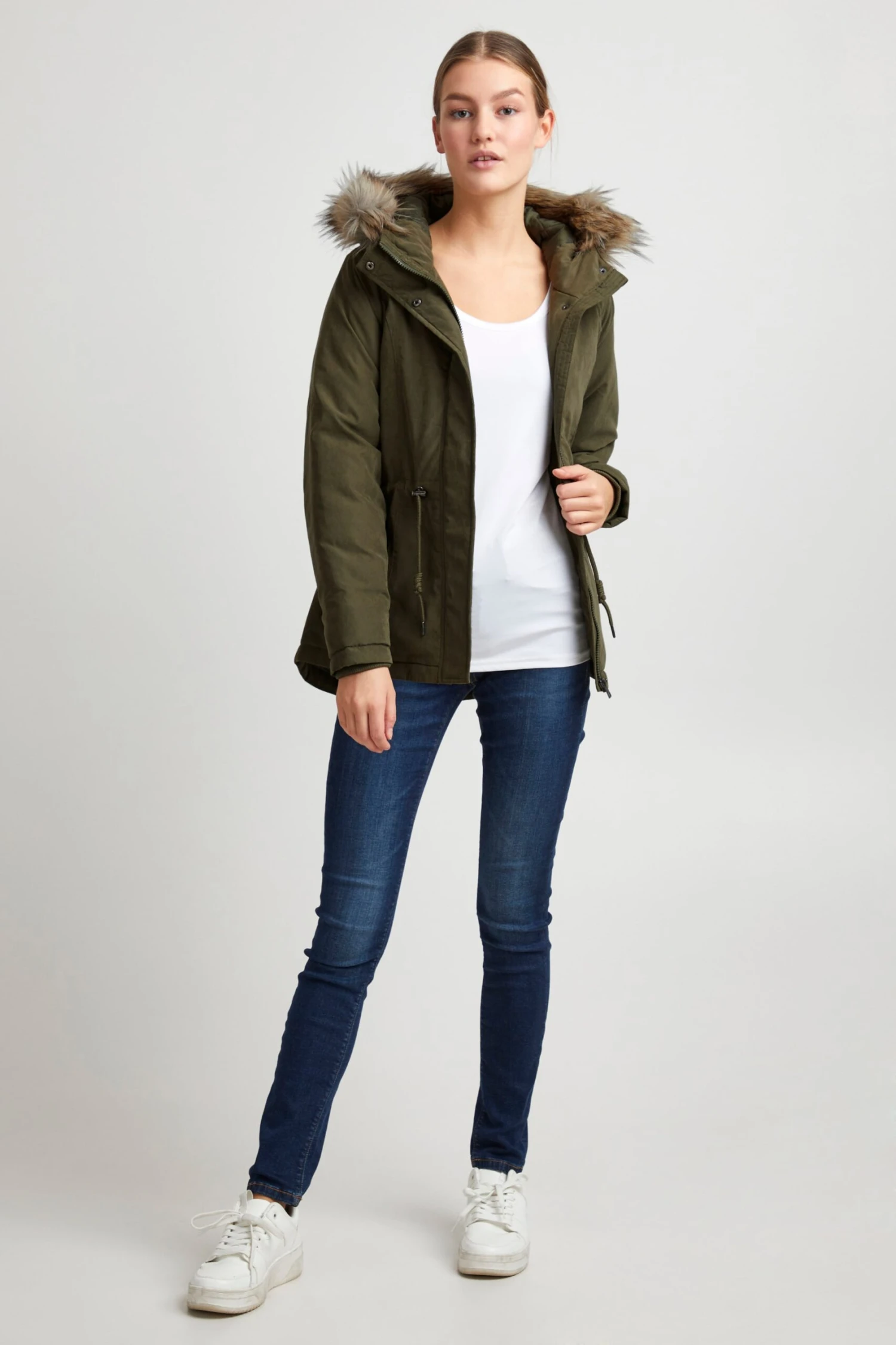 OXMO Winterjassen Winterjas Lona Dames Donkergroen 5 OXMO Winterjassen Winterjas Lona Dames Donkergroen - Afbeelding 3