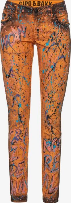 Cipo & Baxx Straight Regular Jeans Dames Oranje
